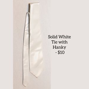 Solid White Tie with Hanky
